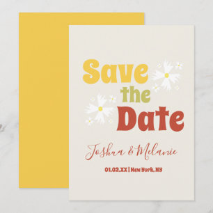 Invitation Fleurie Groovy Daisy Enregistrer la Dat