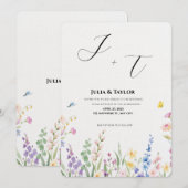 Invitation Fleurie Multicolore Douce (Devant / Derrière)