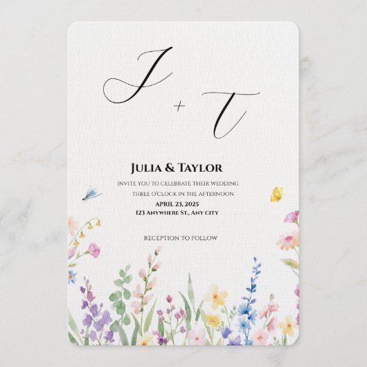 Invitation Fleurie Multicolore Douce (Devant)