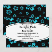 Invitation Fleurie Noir à l'Hibiscus Tropical Sarc (Devant / Derrière)