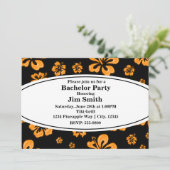 Invitation Fleurie Noir Hibiscus Tropical Orange (Debout devant)