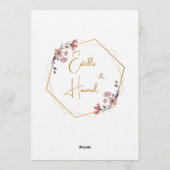 Invitation Fleurie Or et Rose Doux (Dos)