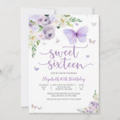 Invitation Fleurie Papillon pour les Douze Ans (Sw (Devant)
