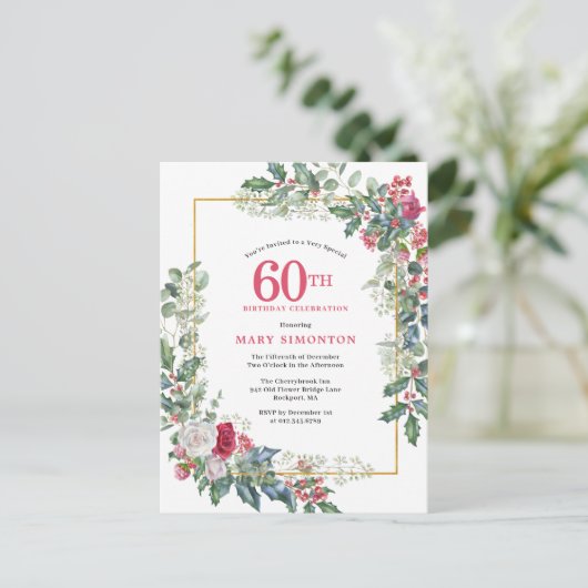 Invitation Fleurie Rose Blanche Holly 60ème Annive (Debout devant)