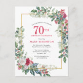 Invitation Fleurie Rose Blanche Holly 70e Annivers (Devant)