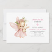 Invitation Fleurie Rose pour l'Anniversaire d'une (Devant)