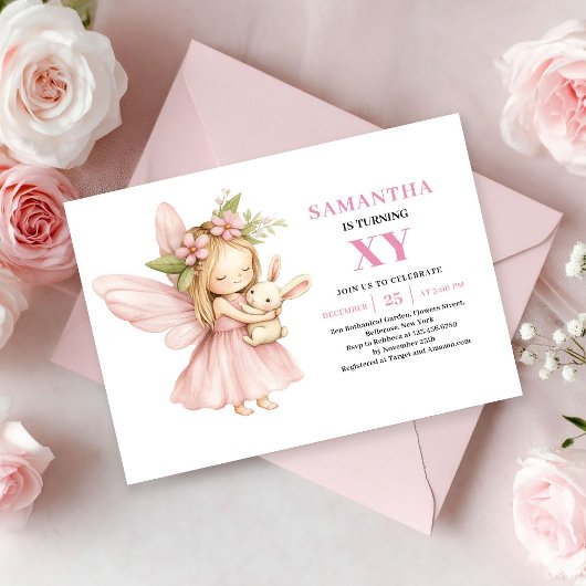 Invitation Fleurie Rose pour l'Anniversaire d'une