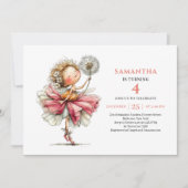 Invitation Fleurie Rose pour les 4 ans de la Douce (Devant)