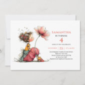 Invitation Fleurie Rose pour les 4 ans de la Douce (Devant)