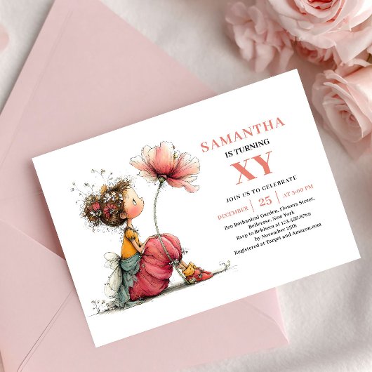 Invitation Fleurie Rose pour les 4 ans de la Douce
