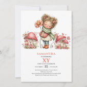 Invitation Fleurie Rose pour les 8 ans de la Fée D (Devant)