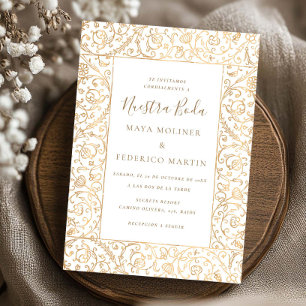 Invitation Fleurie Vintage Or & Blanc Nuestra Boda Mariage