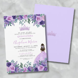 Invitation Fleurie Violette pour Quinceañera