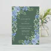 Invitation Fleurir de poussière bleue de mariage (Debout devant)