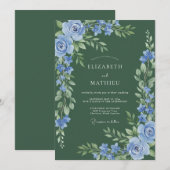 Invitation Fleurir de poussière bleue de mariage (Devant / Derrière)