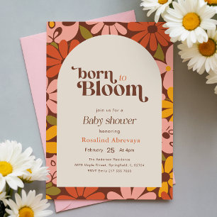 Invitation Fleurir dès la naissance Baby Shower Floral Rétro