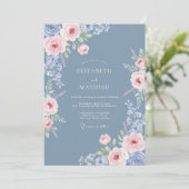 Invitation Fleurir Ethéré Bleu Mariage (Debout devant)