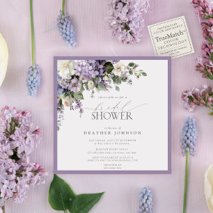 Invitation Fleurir & Félicité Lilac Floral Fête de Mariage