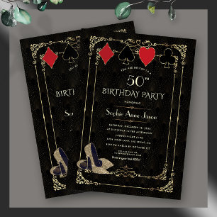 Invitation Fleurir Or Art Déco Casino Vegas Poker Anniversair