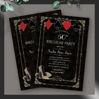 Invitation Fleurir Or Art Déco Casino Vegas Poker Anniversair