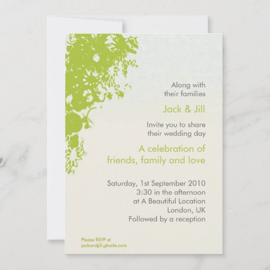Invitation Fleurir vert 5x7 (Devant)