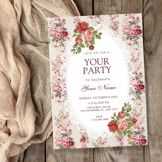 Invitation Fleuris vintage 