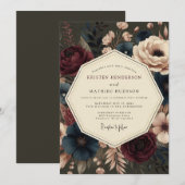 Invitation Fleurissement Bordeaux Mariage (Devant / Derrière)