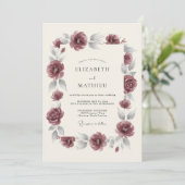 Invitation Fleurissement bordeaux Mariage (Debout devant)