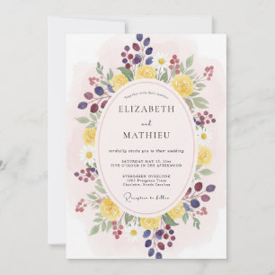 Invitation Fleurissement Botanique Jaune Baie Mariage