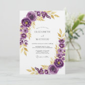 Invitation Fleurissement Botanique Mariage Violet (Debout devant)