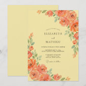Invitation Fleurissement de corail pour mariage (Devant / Derrière)