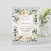 Invitation Fleurissement de Crème pour Mariage (Debout devant)