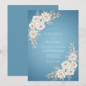 Invitation Fleurissement de Fleur Bleue de Mariage (Devant / Derrière)