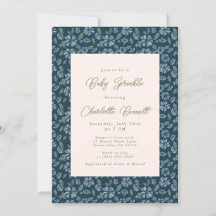 Invitation Fleurissement de givre de la marine Floral Baby Sp