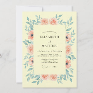 Invitation Fleurissement de mariage de pêche pâle