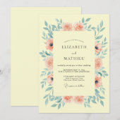 Invitation Fleurissement de mariage de pêche pâle (Devant / Derrière)