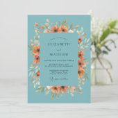 Invitation Fleurissement de mariage fleur d'oranger sarcelle (Debout devant)