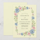 Invitation Fleurissement de mariage rose Pervenche (Devant / Derrière)