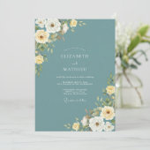 Invitation Fleurissement de mariage Teal Rose (Debout devant)