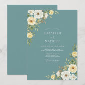 Invitation Fleurissement de mariage Teal Rose (Devant / Derrière)