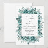 Invitation Fleurissement de Teal Mariage (Devant / Derrière)