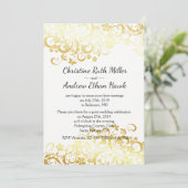 Invitation Fleurissement Doré Réception de Mariage Post-cérém (Debout devant)