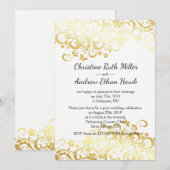 Invitation Fleurissement Doré Réception de Mariage Post-cérém (Devant / Derrière)