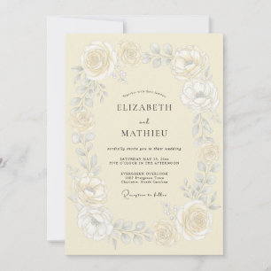Invitation Fleurissement Romantique de Mariage à la Fleur de