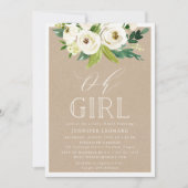 Invitation Fleurit rustique | Oh Baby shower fille (Devant)