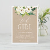 Invitation Fleurit rustique | Oh Baby shower fille (Debout devant)