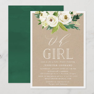 Invitation Fleurit rustique Oh Baby shower fille