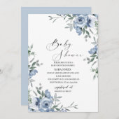 Invitation Fleuron bleu marine et Cho nuptial feuille (Devant / Derrière)