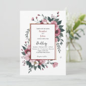 Invitation Fleuron bordeaux rose rousse (Debout devant)