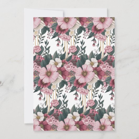 Invitation Fleuron bordeaux rose rousse (Dos)